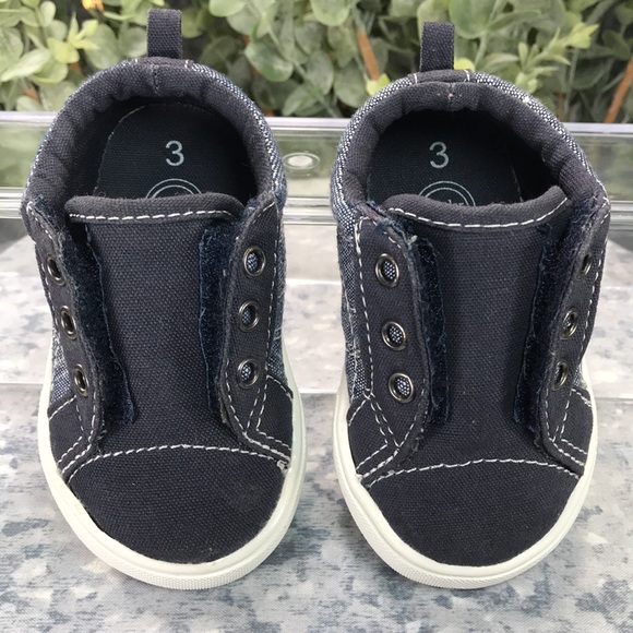 Wonder Nation Navy Blue Canvas Slip-On Velcro Shoes Baby Boy 3 ✨Like NEW✨ - Picture 9 of 11